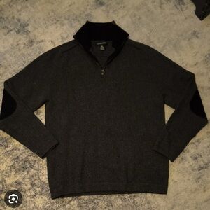 Elegant Banana Republic Dark Gray Zip-Up Sweater Lambswool Cashmere